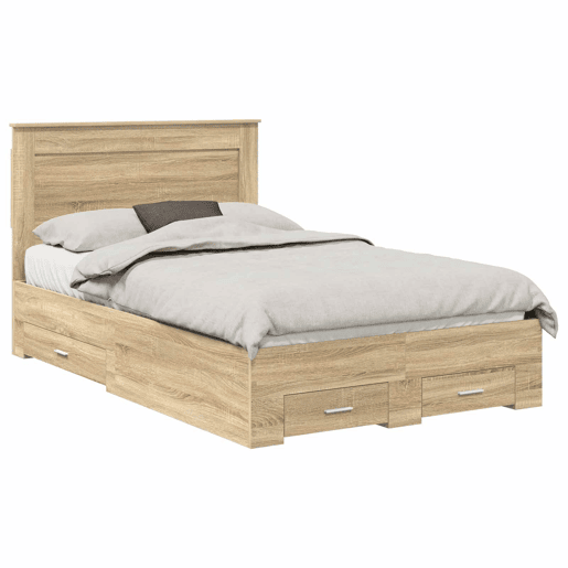 Estrutura da Cama de casal moderno para adultos com gaveta com cabeceira Madeira processada