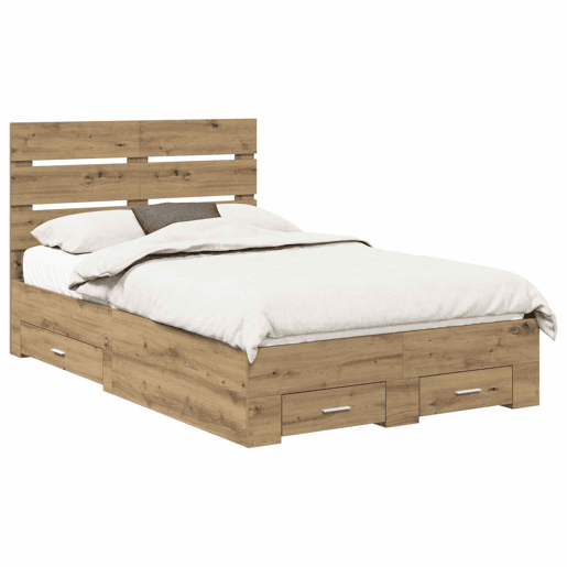 Estrutura da Cama de casal moderno com gaveta - Carvalho Artesanal 120 x 190 cm