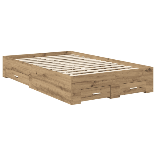 Estrutura da Cama de casal moderno com gaveta - Carvalho Artesanal 120 x 190 cm