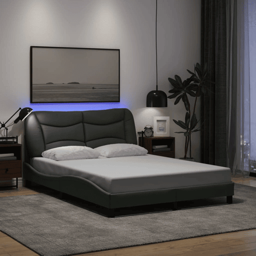 Estrutura de Cama de casal moderno com LED - 120x200 cm tecido