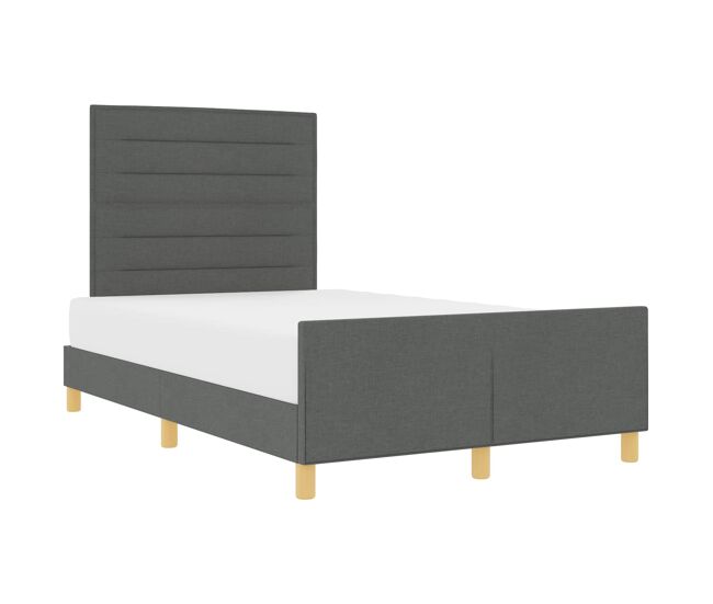 Estructura de cama matrimonial comodidad con cabecera - gris oscuro 120 x 200 cm tela