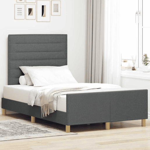 Estrutura De Cama De Casal Moderno - Cinzento escuro 120 x 200 cm tecido
