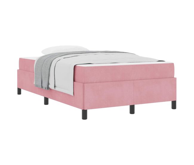Estructura de cama doble matrimonial con colchón rosa 120 x 190 cm tela