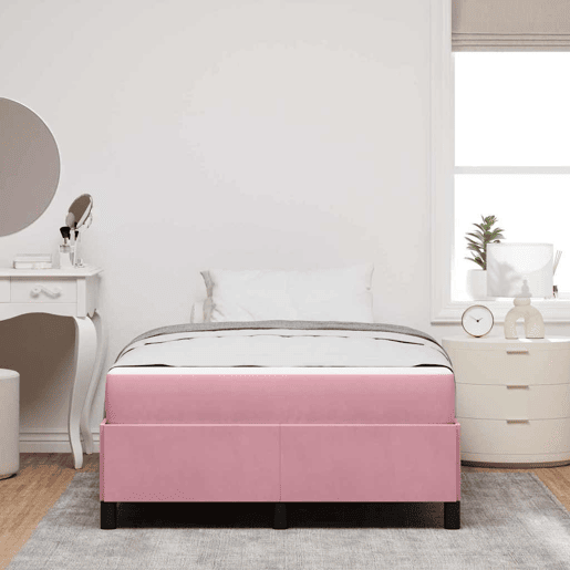 Estrutura da Cama de casal moderno com colchão Rosa 120 x 190 cm tecido