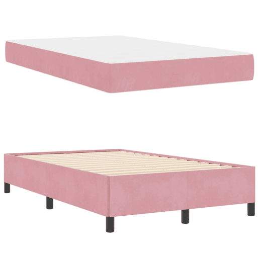 Estrutura da Cama de casal moderno com colchão Rosa 120 x 190 cm tecido
