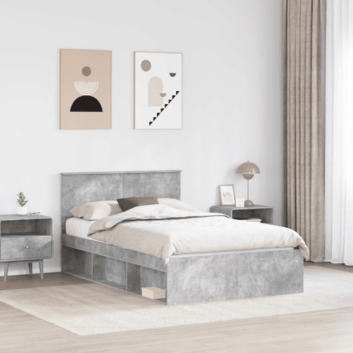 Estrutura de Cama de casal moderno com cabeceira Concreto 120 x 200 cm