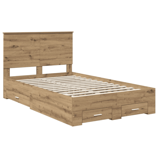 Estrutura de cama de casal moderno com cabeceira - Carvalho Artesanal 120 x 190 cm