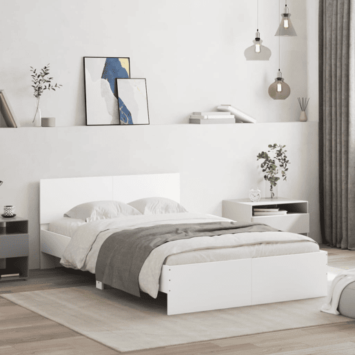 Estrutura de Cama de casal moderno com cabeceira 120x190 cm branco