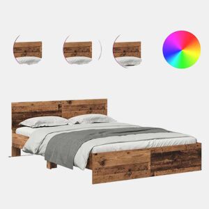 Estrutura de cama de casal com cabeceira - Madeira Antiga 120 x 190 cm