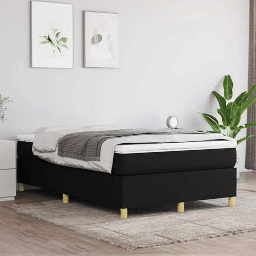 Estrutura de Cama de casal moderno com molas 120x200 cm tecido preto