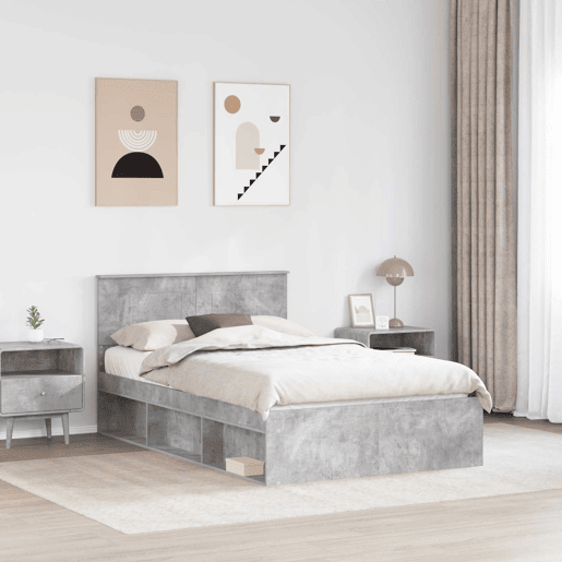 Estrutura De Cama De Casal Simple - Concreto 120 x 200 cm Madeira processada