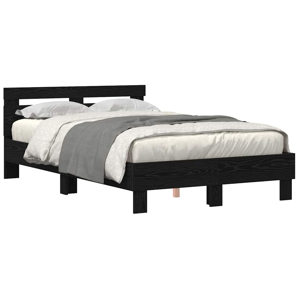 Estructura de cama 125x193 Negro/ Madera