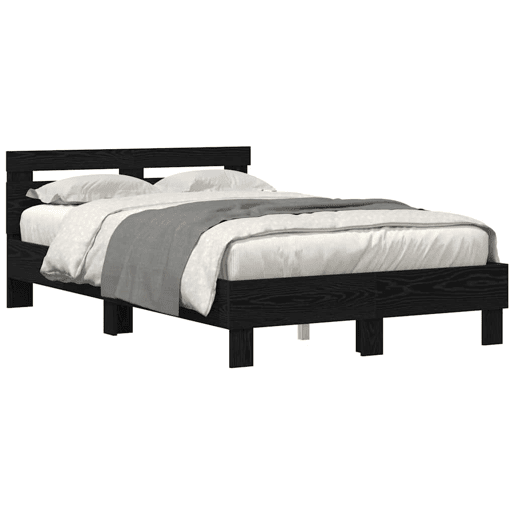 Estrutura da Cama de casal simple com led Carvalho Preto 120 x 190 cm