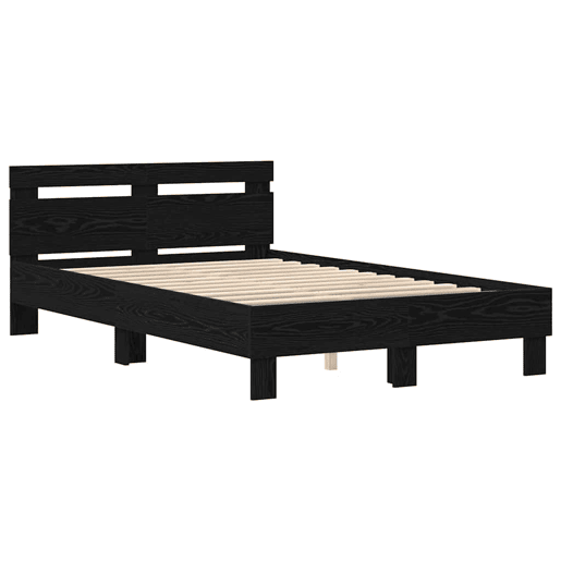 Estrutura da Cama de casal simple com led Carvalho Preto 120 x 190 cm