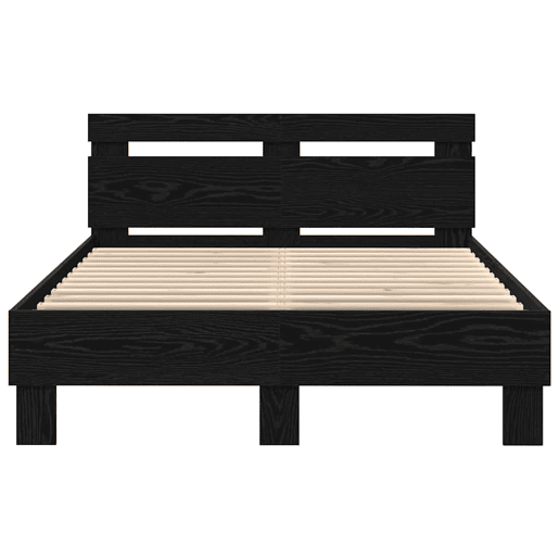Estrutura da Cama de casal simple com led Carvalho Preto 120 x 190 cm