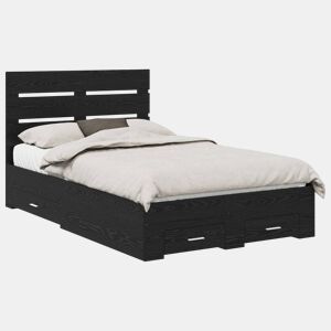 Estrutura da Cama de casal moderno com gaveta - Carvalho Preto 120 x 190 cm