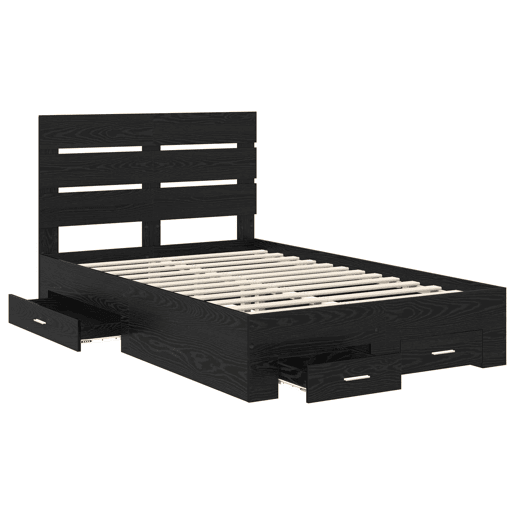 Estrutura da Cama de casal moderno com gaveta - Carvalho Preto 120 x 190 cm