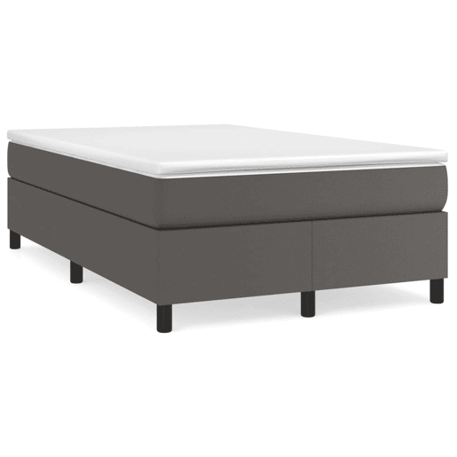 Estrutura de Cama de casal moderno com molas 120x200 cm couro artificial cinzento