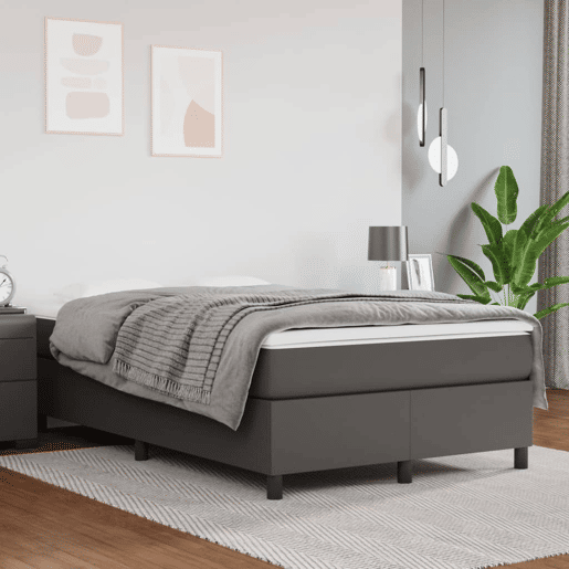 Estrutura de Cama de casal moderno com molas 120x200 cm couro artificial cinzento