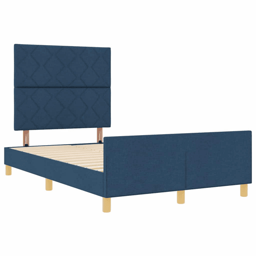 Estrutura da Cama de casal simple com cabeceira Azul 120 x 200 cm tecido