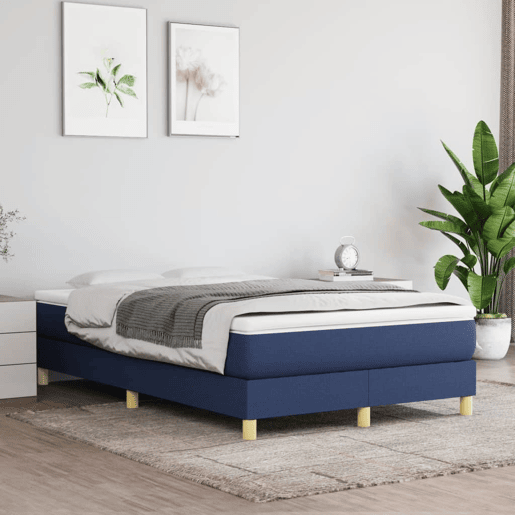 Estrutura de Cama de casal moderno com molas 120x200 cm tecido azul