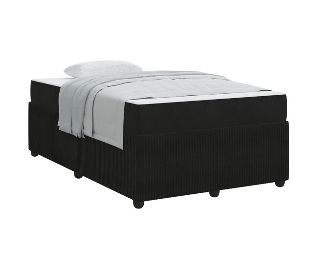 Estructura de cama doble matrimonial con colchón negro 120 x 190 cm tela