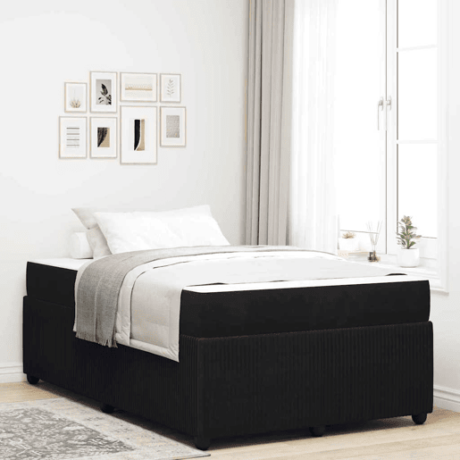 Estrutura da Cama de casal moderno com colchão Preto 120 x 190 cm tecido