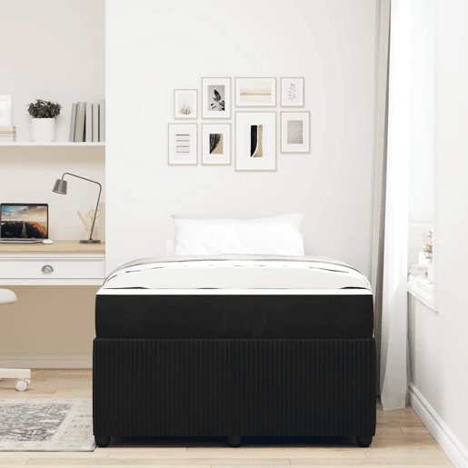 Estrutura da Cama de casal moderno com colchão Preto 120 x 190 cm tecido