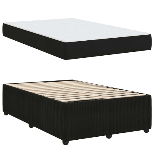 Estrutura da Cama de casal moderno com colchão Preto 120 x 190 cm tecido