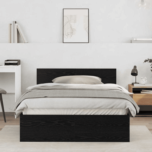 Estrutura De Cama De Casal - Carvalho Preto 193 x 125 x 70 cm