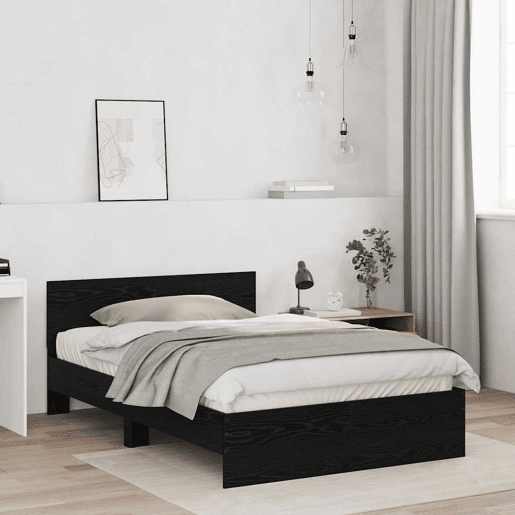 Estrutura De Cama De Casal - Carvalho Preto 193 x 125 x 70 cm