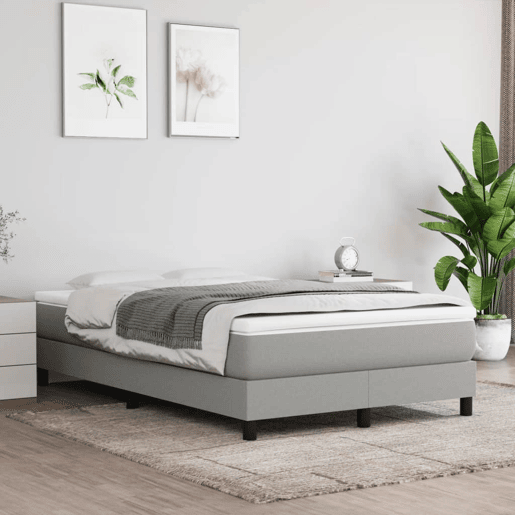 Estrutura de Cama de casal moderno com molas 120x200 cm tecido cinzento-claro