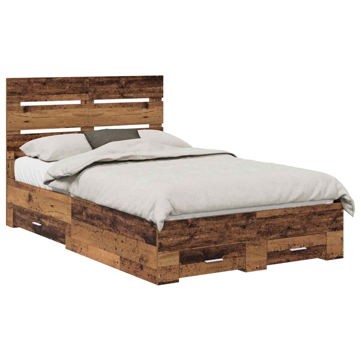 Estructura de cama doble matrimonial con cajón madera vieja 120 x 190 cm
