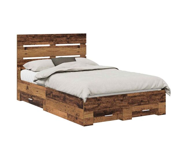 Estructura de cama doble matrimonial con cajón madera vieja 120 x 190 cm