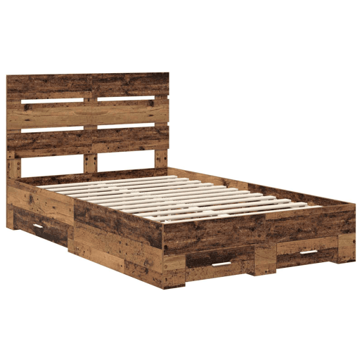 Estrutura da Cama de casal moderno com gaveta - Madeira antiga 120 x 190 cm
