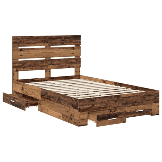 Estrutura da Cama de casal moderno com gaveta - Madeira antiga 120 x 190 cm