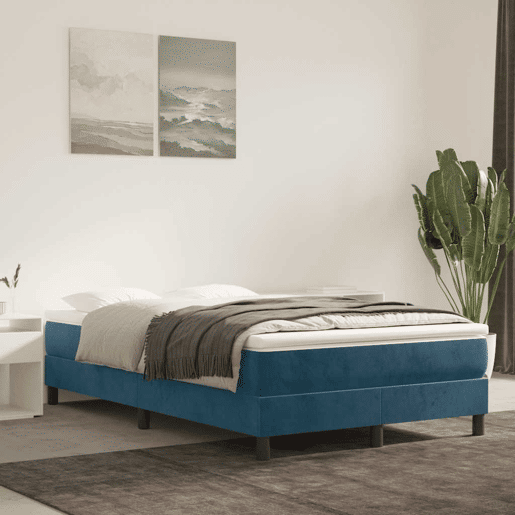 Estrutura de Cama de casal moderno com molas 120x200 cm veludo azul