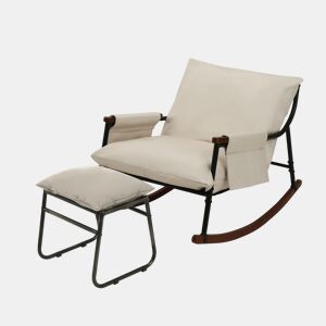 Cadeira de baloiço relax HomeMiYN de metal com almofada de 15 cm e apoio de pés metálico