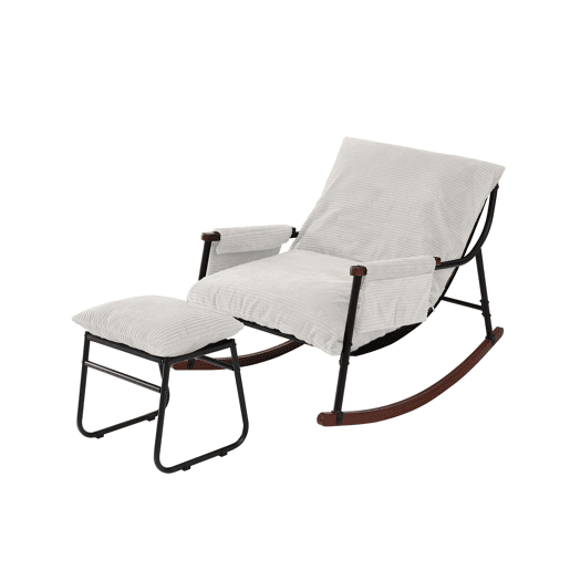 Cadeira de baloiço relax HomeMiYN de metal com almofada de 15 cm e apoio de pés metálico