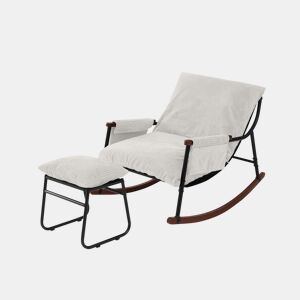 Cadeira de baloiço relax HomeMiYN de metal com almofada de 15 cm e apoio de pés metálico