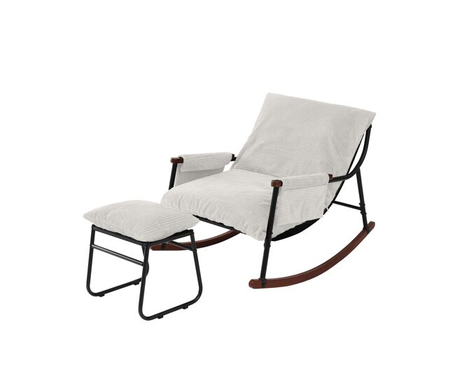 Silla mecedora relax HomeMiYN con reposapiés metálico