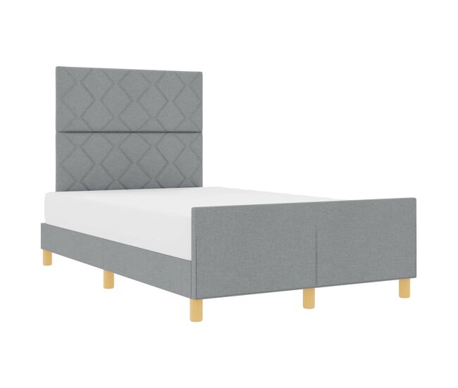 Estructura de cama matrimonial comodidad con cabecera - gris claro 120 x 190 cm tela