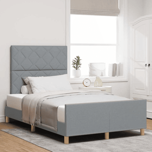 Estrutura da Cama de casal simple Cinzento-claro 120 x 190 cm tecido