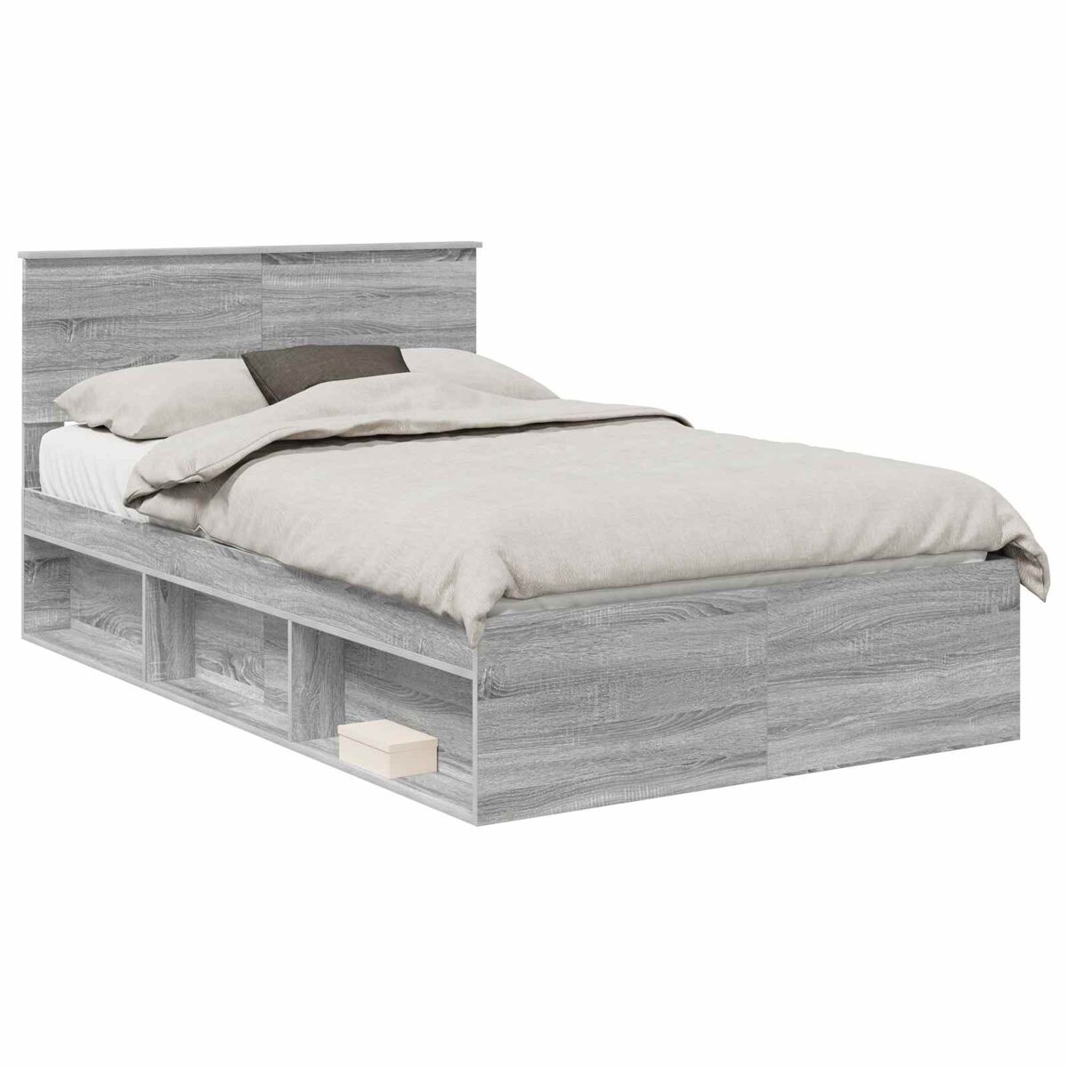 Estructura de cama 123x210 Roble/ Gris