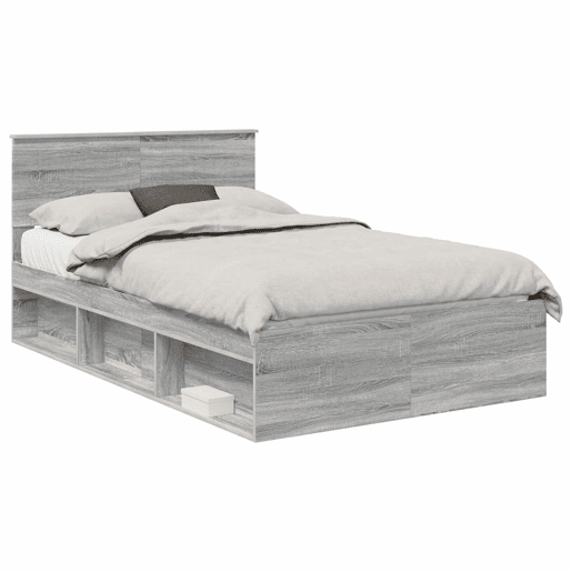 Estrutura da Cama de casal simple com cabeceira Cinza Sonoma 120 x 200 cm