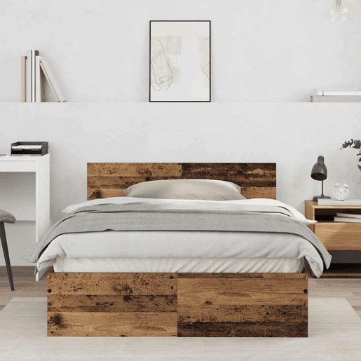 Estrutura De Cama De Casal Moderno - Madeira antiga 193 x 125 x 70 cm