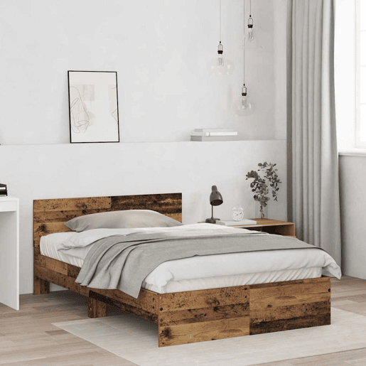 Estrutura De Cama De Casal Moderno - Madeira antiga 193 x 125 x 70 cm