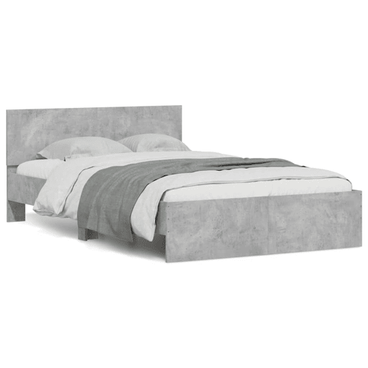 Estrutura de cama de casal cabeceira e luzes LED - 120x200cm cinzento cimento