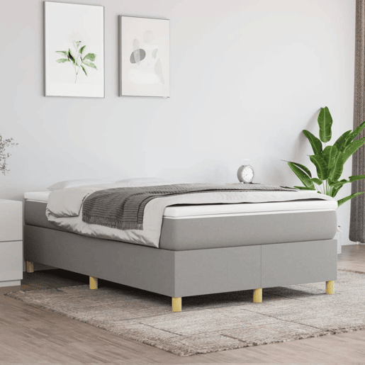 Estrutura de Cama de casal moderno com molas 120x200 cm tecido cinzento-claro
