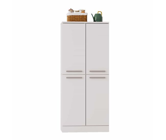 Armario de despensa de cocina 76x42x180 cm - diseño tipo frigorífico, 4 puertas, estantes regulables en altura, gran armario de cocina con tiradores